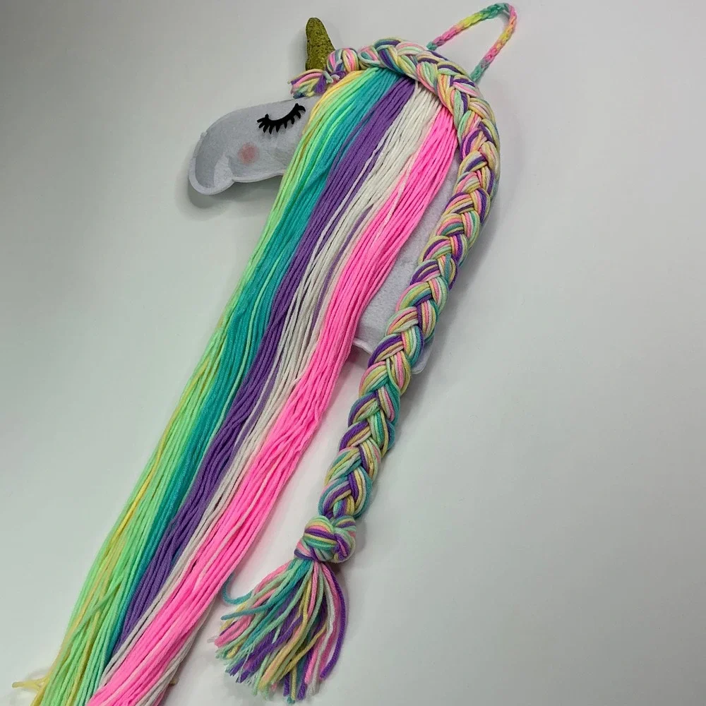 Unicorn Rainbow Hair Bow Organizer Wall Hanging Kids Room Decor Glitter Horn